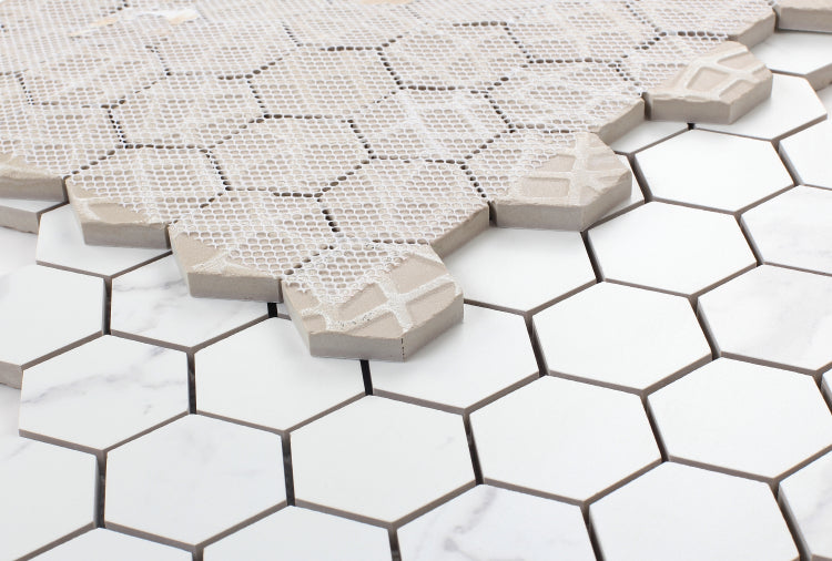 Malaysia Carrara Pre Matte 2 x 2 Hexagon Mosaic 12 x 12