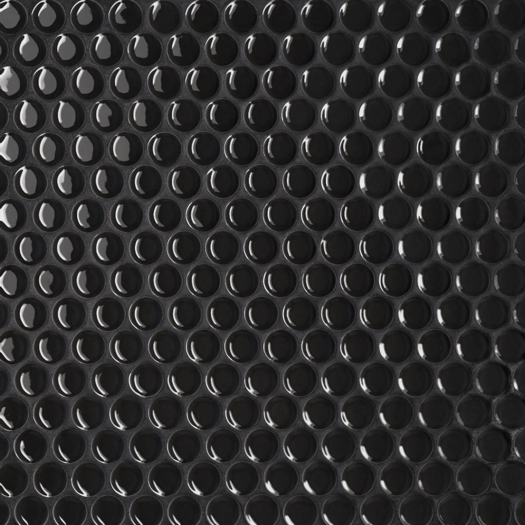 Le Café Black 3/4" Penny Round Matte Porcelain Mosaic