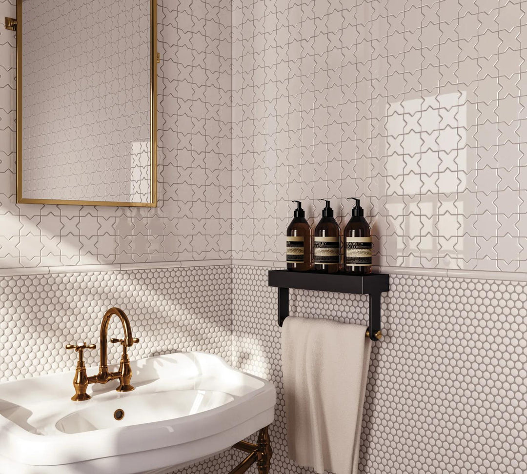 Le Café Black 3/4" Penny Round Matte Porcelain Mosaic