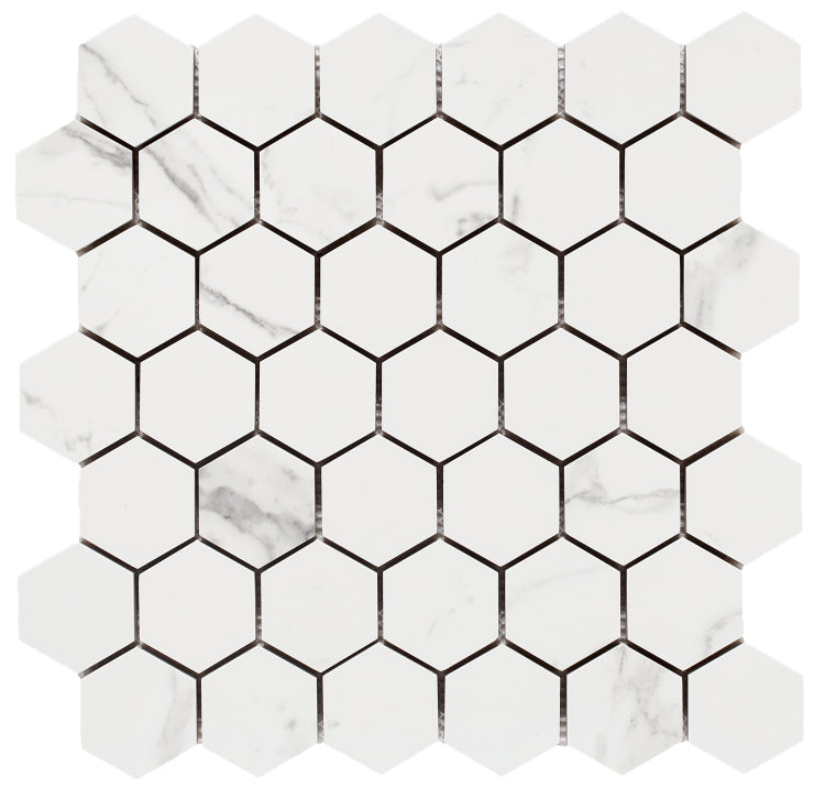 Malaysia Carrara Pre Matte 2 x 2 Hexagon Mosaic 12 x 12