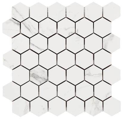 Malaysia Carrara Pre Matte 2 x 2 Hexagon Mosaic 12 x 12