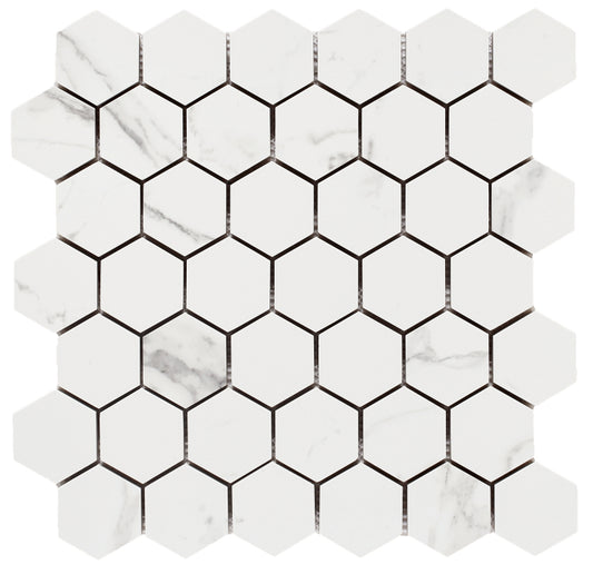 Malaysia Carrara Pre Matte 2 x 2 Hexagon Mosaic 12 x 12