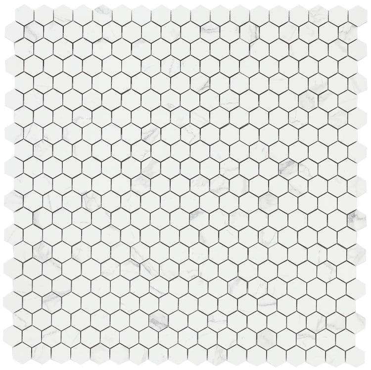 Malaysia Carrara Pre Matte 2 x 2 Hexagon Mosaic 12 x 12