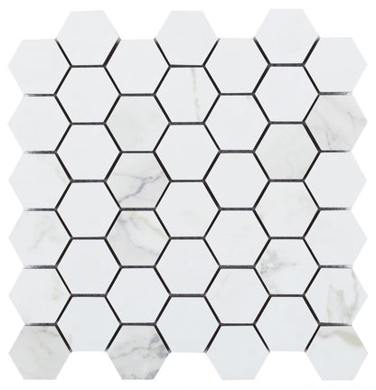 Malaysia Calacatta Dorado Matte 2 x 2 Hexagon Mosaic 12 x 12