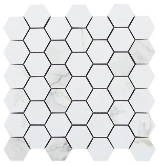 Malaysia Calacatta Dorado Matte 2 x 2 Hexagon Mosaic 12 x 12