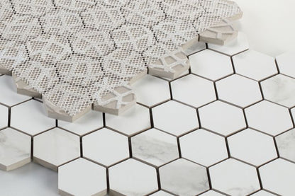 Malaysia Calacatta Dorado Matte 2 x 2 Hexagon Mosaic 12 x 12