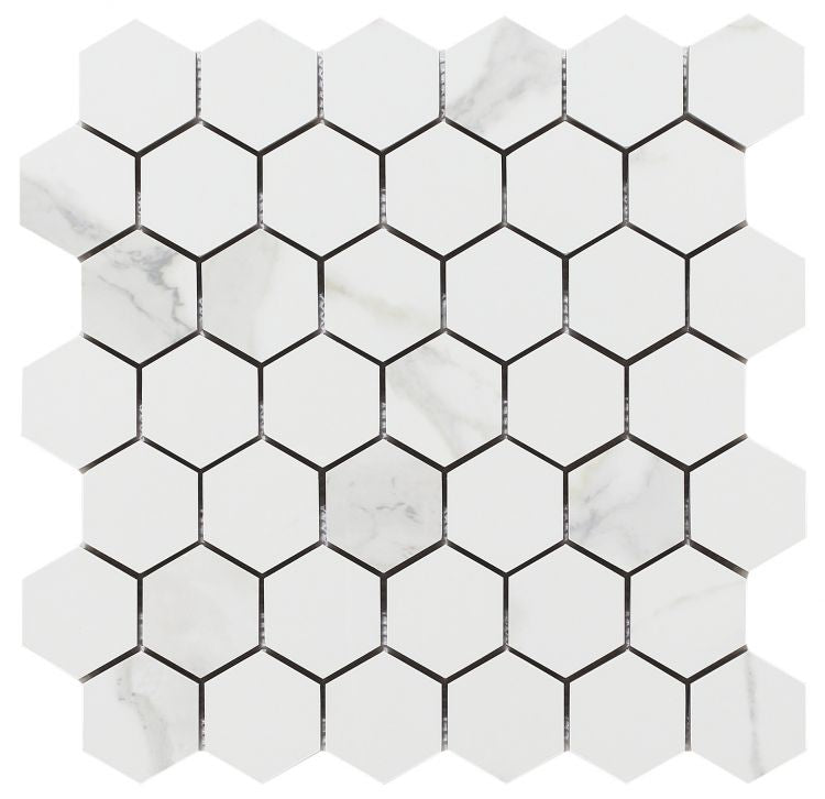 Malaysia Calacatta Dorado Polished 2 x 2 Hexagon Mosaic 12 x 12