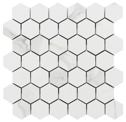 Malaysia Calacatta Dorado Polished 2 x 2 Hexagon Mosaic 12 x 12