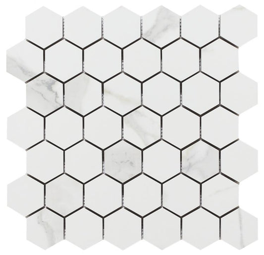 Malaysia Calacatta Dorado Polished 2 x 2 Hexagon Mosaic 12 x 12