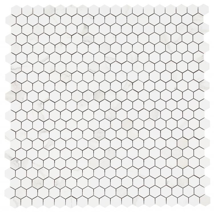 Malaysia Calacatta Dorado Polished 2 x 2 Hexagon Mosaic 12 x 12