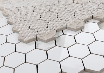 Malaysia Calacatta Dorado Polished 2 x 2 Hexagon Mosaic 12 x 12