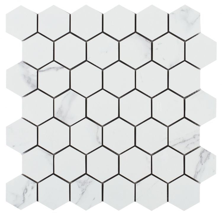 Malaysia Carrara Pre Polished Hexagon Mosaic 12 x 12