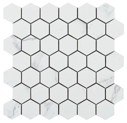 Malaysia Carrara Pre Polished Hexagon Mosaic 12 x 12