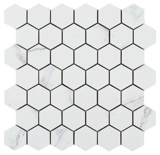 Malaysia Carrara Pre Polished Hexagon Mosaic 12 x 12