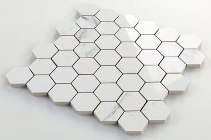 Malaysia Carrara Pre Polished Hexagon Mosaic 12 x 12