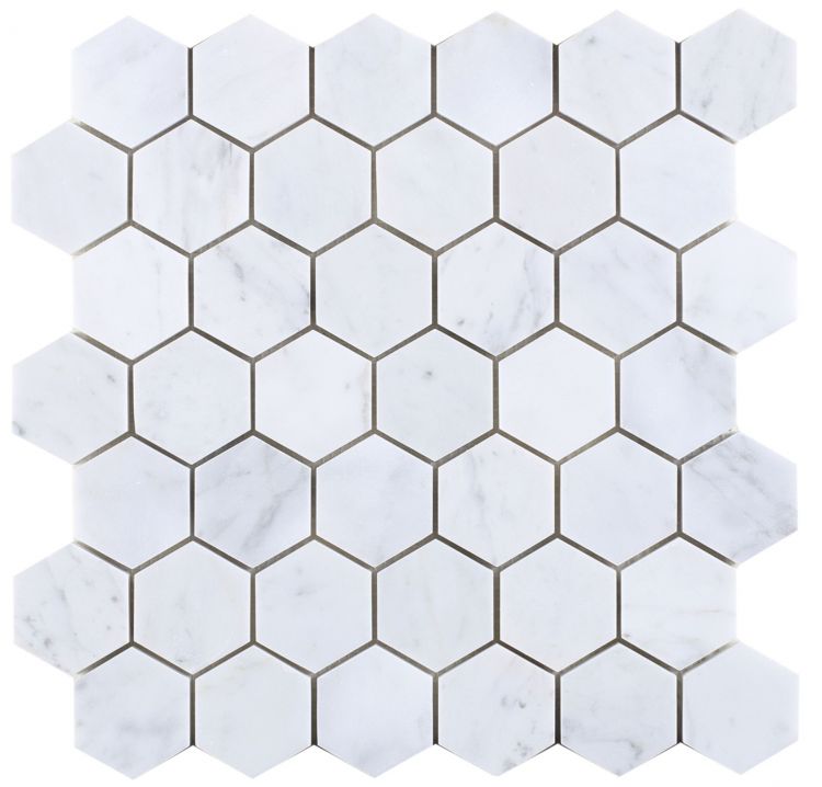 Hexagon Carrara Polished 2 x 2 12 x 12