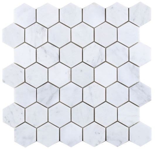 Hexagon Carrara Polished 2 x 2 12 x 12