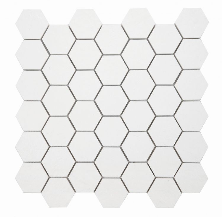 Super White Stone Hexagon 2 x 2 12 x 12