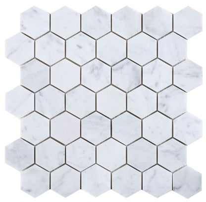 Hexagon Carrara Honed 2 x 2 11.75 x 12