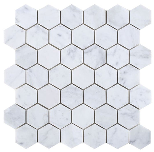 Hexagon Carrara Honed 2 x 2 11.75 x 12