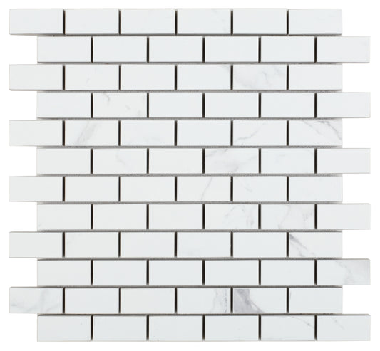 Malaysia Carrara Pre Polished Brick Mosaic 12 x 12