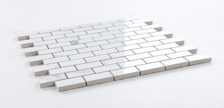 Malaysia Carrara Pre Polished Brick Mosaic 12 x 12