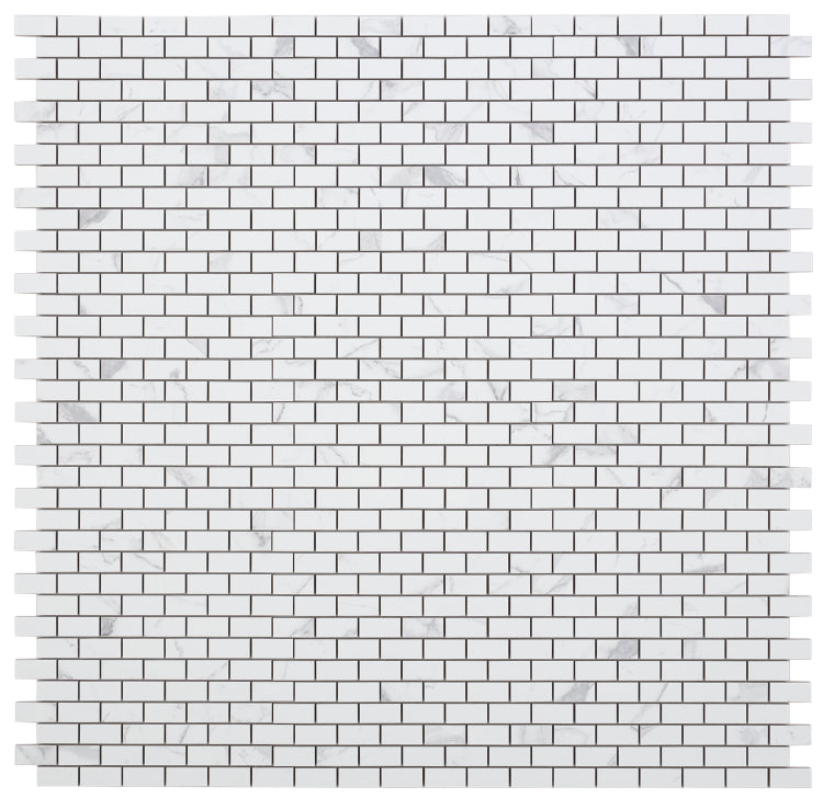 Malaysia Carrara Pre Polished Brick Mosaic 12 x 12