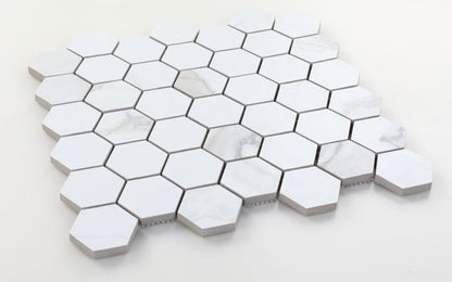 Malaysia Calacatta Dorado Stone 2 x 2 Hexagon Mosaic 12 x 12