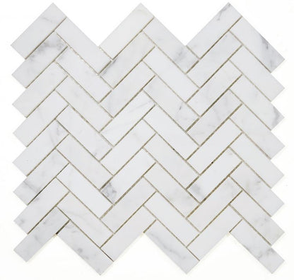 Herringbone Calacatta White Honed 11.25 x 12.5