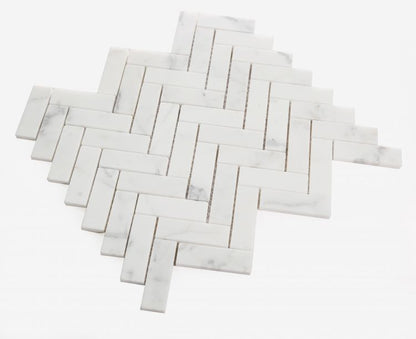 Herringbone Calacatta White Honed 11.25 x 12.5