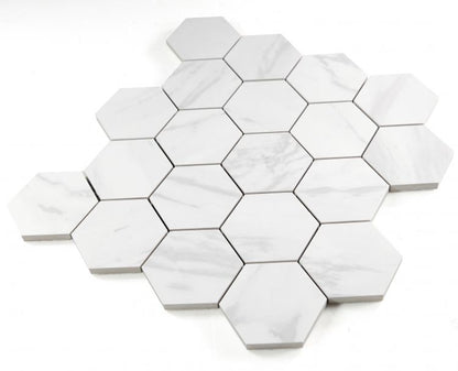 Volakas Premium Matte 3 x 3 Hexagon Mosaic 11.75 x 12.75