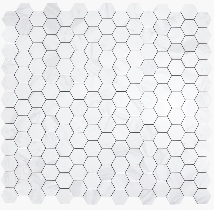 Volakas Premium Matte 3 x 3 Hexagon Mosaic 11.75 x 12.75