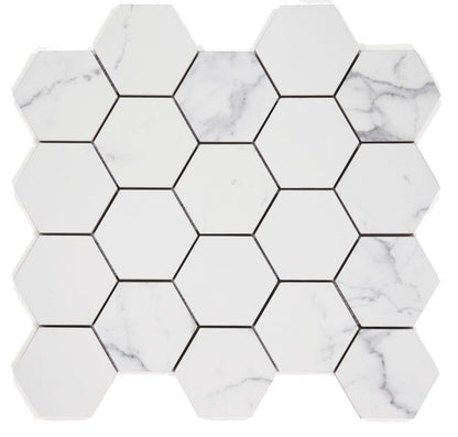 Malaysia Carrara Pre Matte 3 x 3 Hexagon Mosaic 11.75 x 12.75