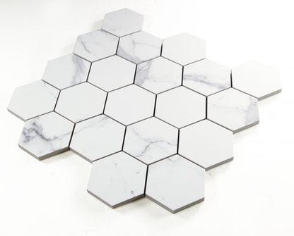 Malaysia Carrara Pre Matte 3 x 3 Hexagon Mosaic 11.75 x 12.75