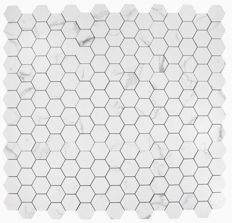 Malaysia Carrara Pre Matte 3 x 3 Hexagon Mosaic 11.75 x 12.75