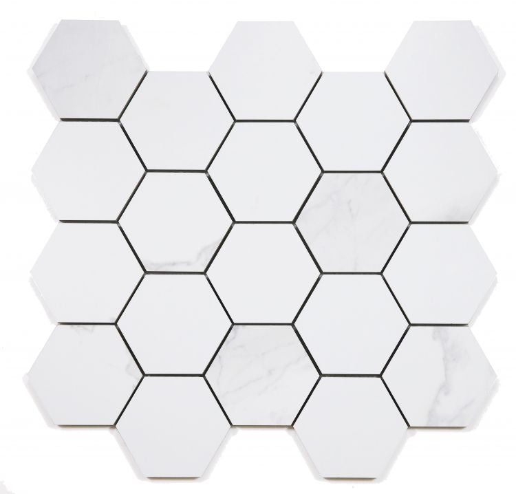 Malaysia Calacatta Dorado Matte 3 x 3 Hexagon Mosaic 11.75 x 12.75