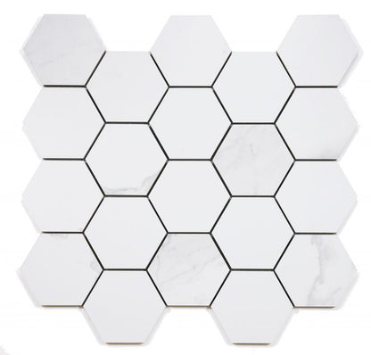 Malaysia Calacatta Dorado Matte 3 x 3 Hexagon Mosaic 11.75 x 12.75