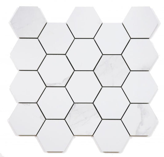 Malaysia Calacatta Dorado Matte 3 x 3 Hexagon Mosaic 11.75 x 12.75