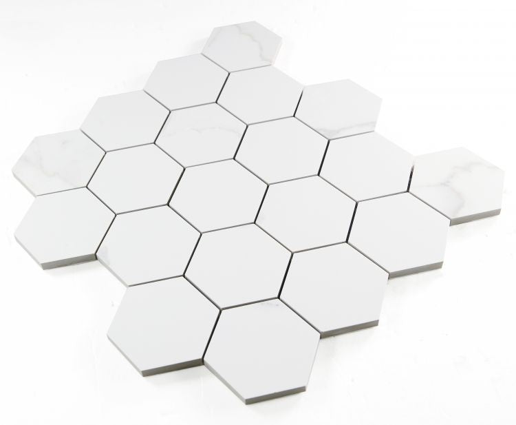Malaysia Calacatta Dorado Matte 3 x 3 Hexagon Mosaic 11.75 x 12.75