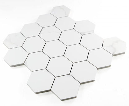 Malaysia Calacatta Dorado Matte 3 x 3 Hexagon Mosaic 11.75 x 12.75