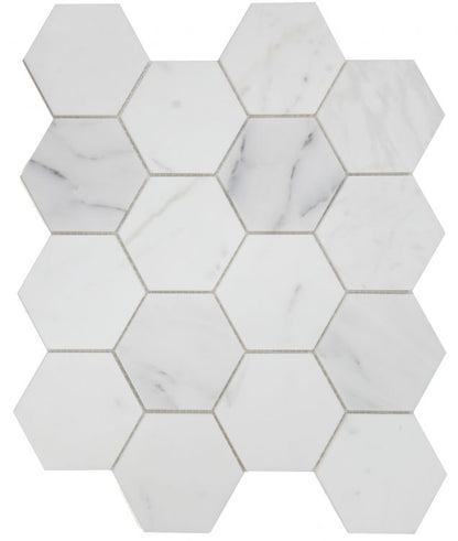 Hexagon Calacatta White Honed 3 x 3 10 x 11.5