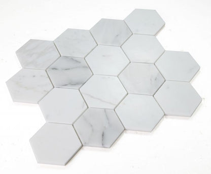 Hexagon Calacatta White Honed 3 x 3 10 x 11.5