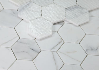 Hexagon Calacatta White Honed 3 x 3 10 x 11.5