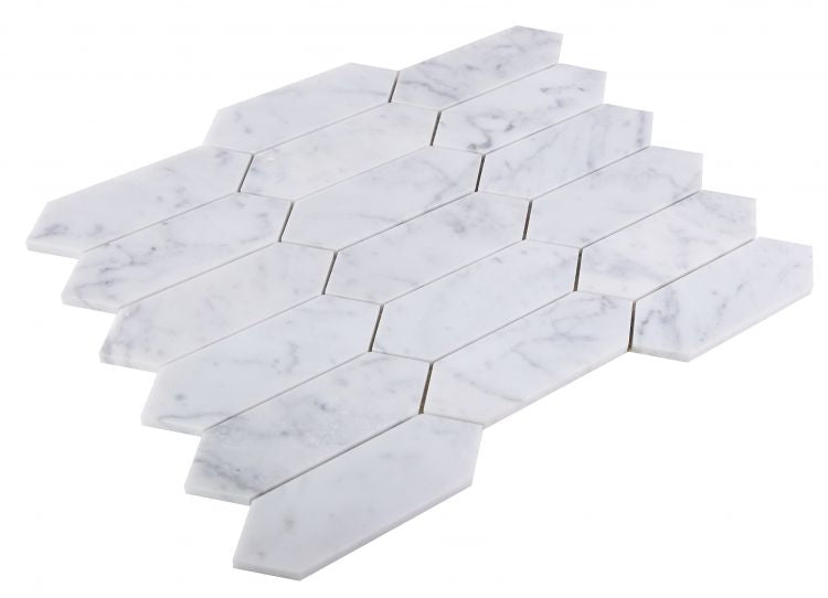 Elongated Hex Carrara Honed 11.75 x 15