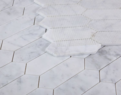 Elongated Hex Carrara Honed 11.75 x 15