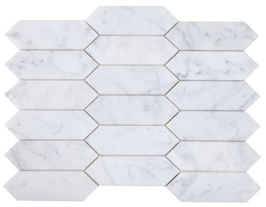 Elongated Hex Carrara Honed 11.75 x 15