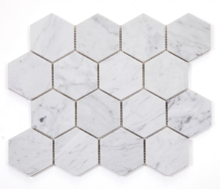 Hexagon Carrara Polished 3 x 3 10 x 11.5