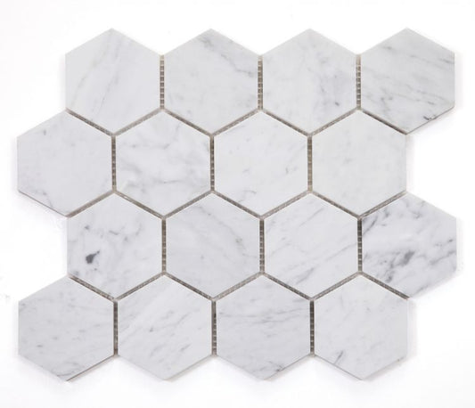 Hexagon Carrara Polished 3 x 3 10 x 11.5