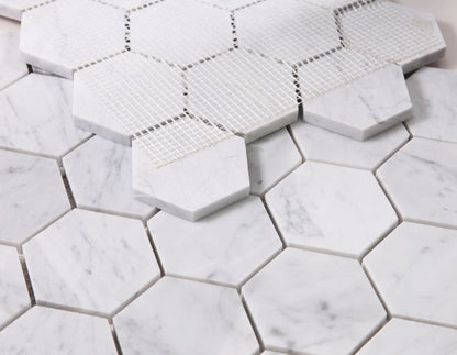 Hexagon Carrara Honed 3 x 3 10 x 11.50