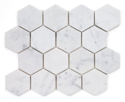 Hexagon Carrara Honed 3 x 3 10 x 11.50